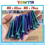[10 Pieces] M6 x 65mm M6 x 70mm TITANIUM GR5 100%, CYLINDRICAL HEAD ENGINE BLOCK SCREW SKRU, 7 COLOR