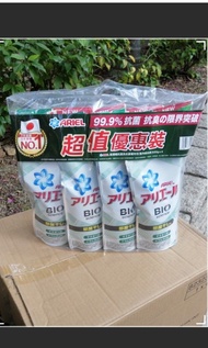 碧浪ARIEL日本製超濃縮抗菌洗衣液(室內晾衣型)綠色補充超值優惠裝630g x4包