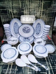 Melaware Set
12pcs Plate
12pcs Saucer
12pcs bowl
3ricebowl
3serving spoon
2platter
12spoon
12fork