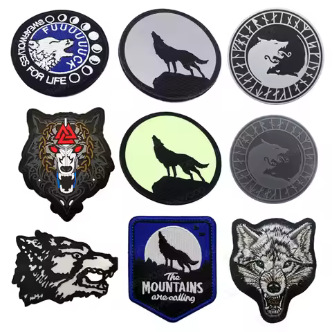 LIBERWOOD Reflective Lone Wolf Full Moon Howling Wolf Applique Badge Glow in the Dark Patch Backpack