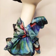 米唐亞時尚-藝術商品化-Blue蠶絲巾訂製-文創禮品-小眾設計師品牌