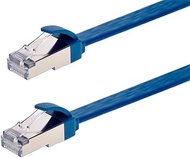 Monoprice Cat6A Ethernet Patch Cable - Slim Flat U/FTP 30AWG Molded Boot 25ft Blue