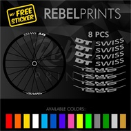 DT SWISS XMC 1200 (8 pcs) Custom Wheel Rim Stickers for Mountain Bike/Road Bike