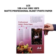 (1PKT) LCS 108-4 A4 Matte Professional Injket Photo Paper | 108GSM | 100SHEET X 1PKT