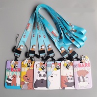 【CW】Cartoon cartoon bus card holder lanyard student campus card long neck rope id card pass hang accessories holder keychain lanyard