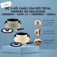 Set of 3 Green Tefal Ingenio So Delicious L825S424 Removable Handle Pots and Pans | L826S424 vanilla