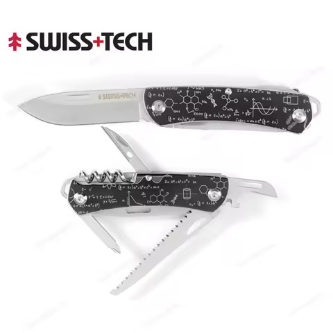 Newest SWISS TECH Mini Folding Multitool Knife 9 In 1 Outdoor Portable Pocket EDC Hand Tools Saw Bot