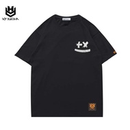 HY KOREA men's and women's loose-form unisex short-sleeved T-shirt with XX 327 print, 75% cotton fab