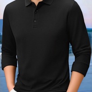 TEMU เสื้อแขนยาว OBM แพ็คเดียว สีพื้น สำหรับฤดูใบไม้ผลิและฤดูใบไม้ร่วง ดีไซน์คอปกคลาสสิกพร้อมกระดุมด