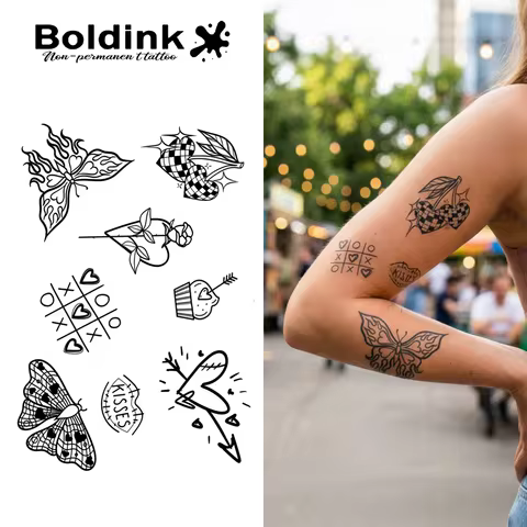 BOLDINK Sweet Y2K Tattoo Sticker Unisex Stylish Easy Apply Waterproof Long Lasting 1-2 Week