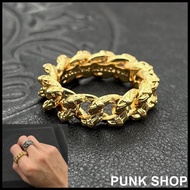 Ring 22K Gold Plated Twist Chain Ring Gothic Style 089 3888
