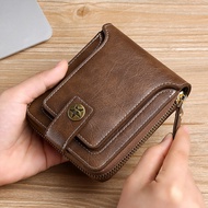 LABER LEE Vintage Men Wallet PU Leather Short Purse Men Hasp Zipper Wallets Bag Zip Mini Wallet