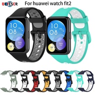 ❈Two-color Band For Huawei Watch Fit2 Sports Silicone Strap SmartWatch Comfortable Breathable R9svY