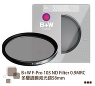 【中野數位】B+W F-Pro 103 ND MRC 58mm 多層鍍膜減光鏡