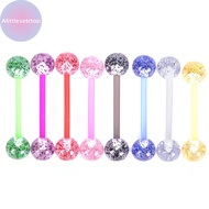 Alittlesetrtop 8PCS/Set Colorful Glitters Acrylic Barbell Ball Tongue Rings Piercing Jewelry SG