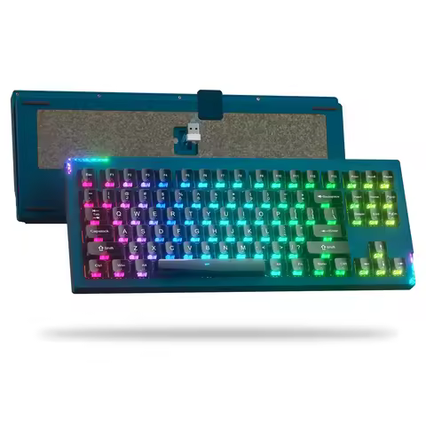Womier Blue SK87 3-Mode 75% Keyboard QMK/VIAFull Aluminum Wireless Gamer Keyboard RGB Gaming Mechani