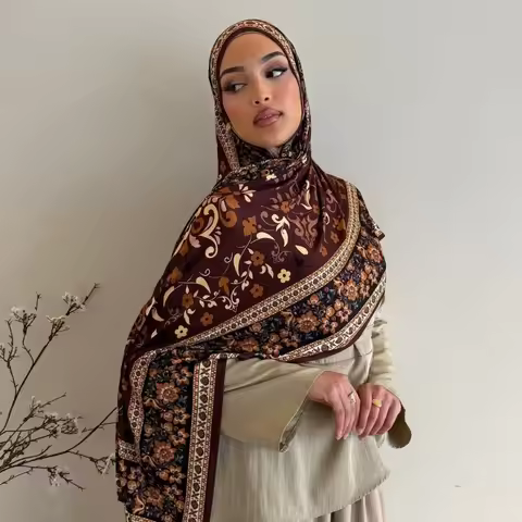 New Floral Printed Jersey Cotton Hijab Bohemian Style Women Hijab Breathable Knitted Cotton Hijab Wo