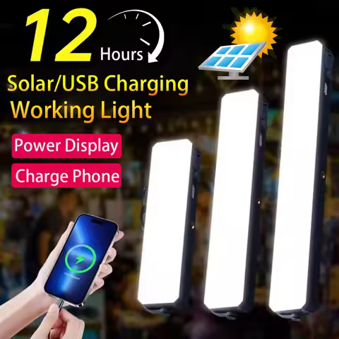 Solar Hunting Flashlight 3600mA-7200mA USB-C Work Light Magnet Inspection Lamp 4mode for Camping Eme