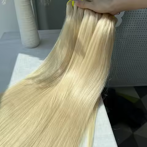 100% Human Hair 613 Straight Bundles 100g Double Weft Soft Real 613 Blonde Human Hair Virgin Hair We