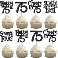 Pack of 30 75th Birthday Cupcake Toppers Straight Outta 1951 Cake Decoration Happy 75th Hello Sventy