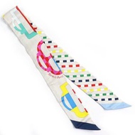 全新愛馬仕 (HERMES) BOVCLERIE MODERNE 絲巾，配現代風格搭扣，100% 真絲，藍/紅色，含包裝盒，法國製造，女士款