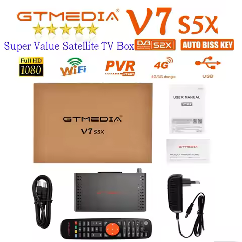 [Genuine]GTMEDIA V7 s5x Super Value Satellite TV Receiver DVB-S/S2 Full HD 1080P With USB WIFI Digit