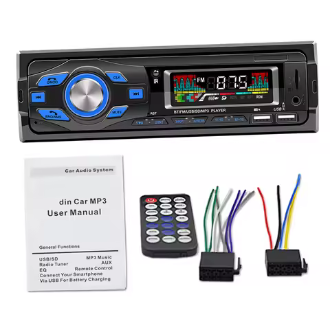 1DIN Car Radio Stereo Audio Bluetooth FM MP3 Player SD USB Classic Stereo Audio Playe APP Remote Con
