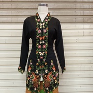 kebaya encim modern lengan panjang - hitam xl