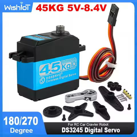 DS3245 Coreless Digital Metal Servo Motor 45KG 7.4V 180°/270° Waterproof IP66 with 25T Servo Arm for