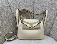 二手 mini Lindy I2 nata clemence leather 金扣 stamp U