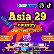 Asia 29 countries eSIM 1-15days 1GB-10GB 5G High speed Data  Asia eSIM Card