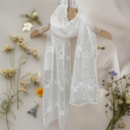 2I4U Sunscreen Shawl with Embroidered Flower Lace - Versatile Design for Women