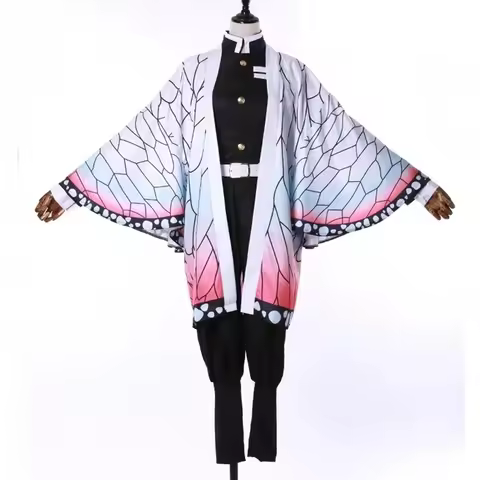 2026 New Shinobu Kochou Anime Cosplay Costume Kanae Women's Uniform Cloak with Butterfly Clip Adult 