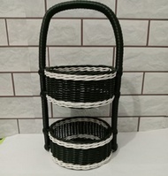 RAK BUMBU DAPUR RAK BAWANG 2 SUSUN BULAT ROTAN Tempat Bawang Tempat Cabe Tempat serbaguna wadah bawa