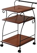 JK Plan IRI-0054-BK European Style Rohto Iron Furniture Kitchen Wagon, Width 16.3 inches (41.5 cm), 