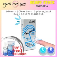 Encore A 1 Monthly Clear Lens 55% Water Contain **BUY 3 FREE 1 SOLUTION**