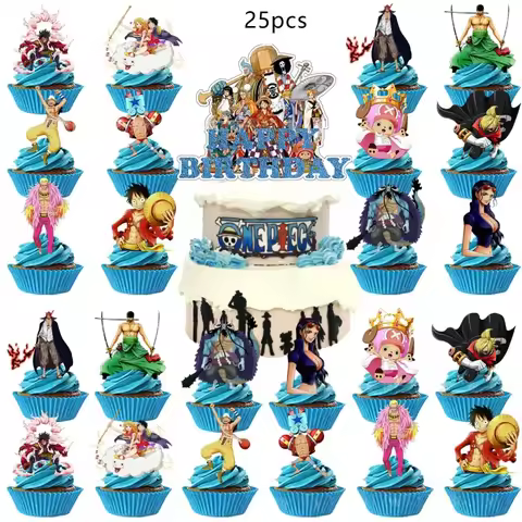 One Piece Cake Topper Cupcake Toppers One Piece Birthday Decorations Theme Party Supplies One Piece 
