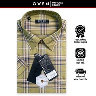 OWEN SALE - Áo Sơ Mi Owen Tay Ngắn Màu Kẻ Caro Lớn Nâu - Đen - Cam  Họa Tiết Caro Form Body Fit Lai 