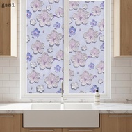 [gazi] Window Privacy Film 3D Embossed Floral Static Cling UV Resistant 1Roll 60*100cm for Home Offi