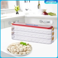 [Ahagexa] Dumplings Organizer Stackable Three Layer Storage Box with Lid Handle for Fridge Refrigera