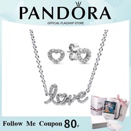 【Duty-Free】Pandora Love Necklace and Earring Gift Set Pandora Necklace Pandora Silver Necklace