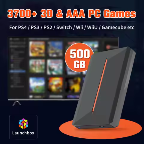 500GB Portable Gaming HDD Launchbox System Hard Drive with 3700+ 3D/PC Games for PS4/PS3/Switch/WiiU