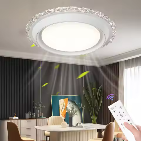 Modern Bladeless LED Ceiling Fan Lamps Remote Control 6 Speed Invisible Bladeless Electric Fan Bedro
