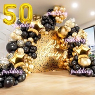 Gold Black Balloon Set 32inch Gold Number Foil Balloons Adults 30 40 50 60 70th Birthday Party Decor