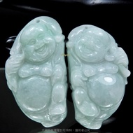 Pearl Forest~Happy Maitreya Buddha Jade Pill/Handle Piece~Myanmar A-Product Jade~Rare Left Right Pai