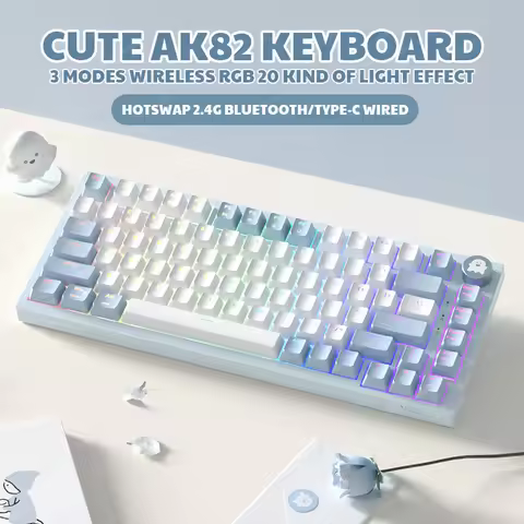 AK82 2.4G Wireless Bluetooth Wired Three-mode Mechanical Keyboard Colorful Backlight Hot Swap Gasket