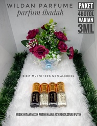 paket varian 3ml minyak wangi misik arab misik hitam misik putih hajar Aswad & kasturi putih parfum