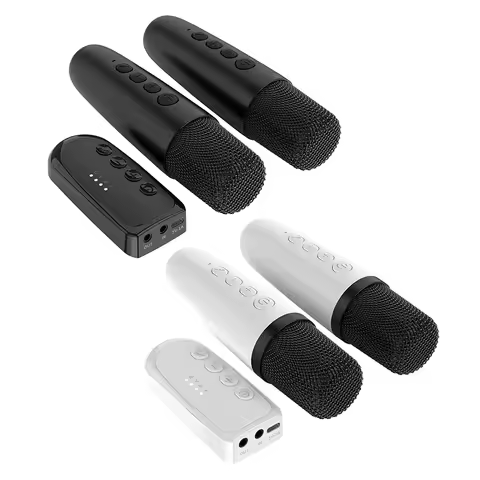 Wireless Microphone with Rechargeable Receiver Dual Microphones Karaoke Microphone Cordless Dynamic 