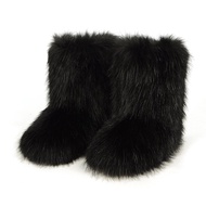 Y2K Furry Boots Womens Winter Cotton Shoes Thick Bottom Fluffy Fleece Lined Extra Thick Outdoor Snow