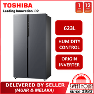 [MELAKA FREE SHIPPING] TOSHIBA GR-RS780WI-PMY(06) 623L Side By Side Refrigerator Origin Inverter Fri